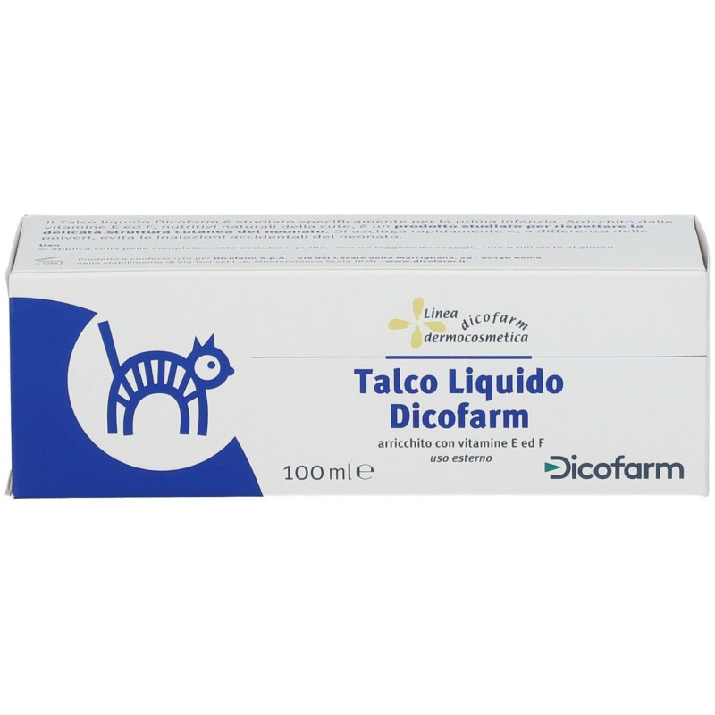Packaging integro del prodotto Dicofarm Talco Liquido per Neonati 100ml Packaging integro del prodotto Dicofarm Talco Liquido per Neonati 100ml