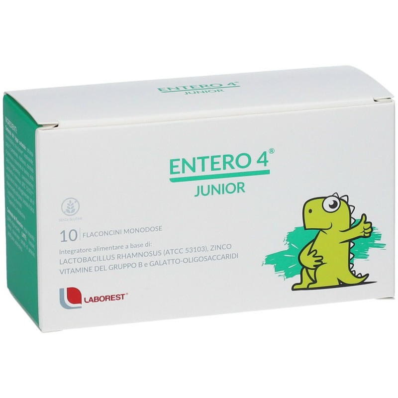 Primo piano di Entero 4 Junior Integratore con Fermenti Lattici per Bambini 10 Flaconcini