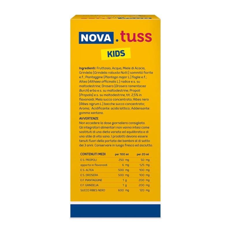 Foto illustrativa del packaging di Nova Tuss Kids Sciroppo per Benessere Gola 160 g (125 ml) Foto illustrativa del packaging di Nova Tuss Kids Sciroppo per Benessere Gola 160 g (125 ml)