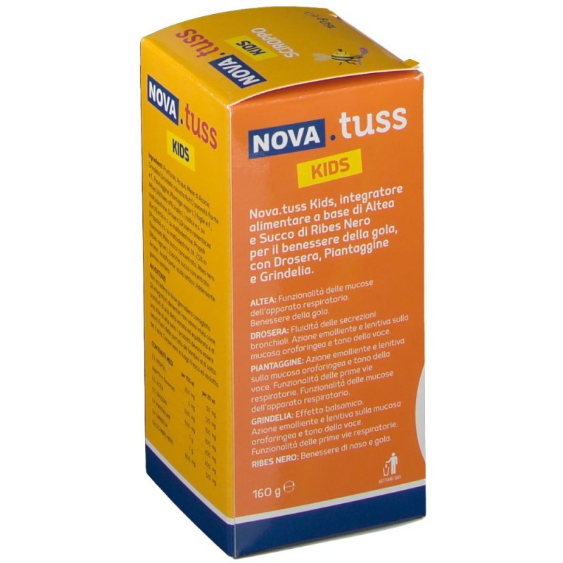 Dettaglio del packaging di Nova Tuss Kids Sciroppo per Benessere Gola 160 g (125 ml) Dettaglio del packaging di Nova Tuss Kids Sciroppo per Benessere Gola 160 g (125 ml)
