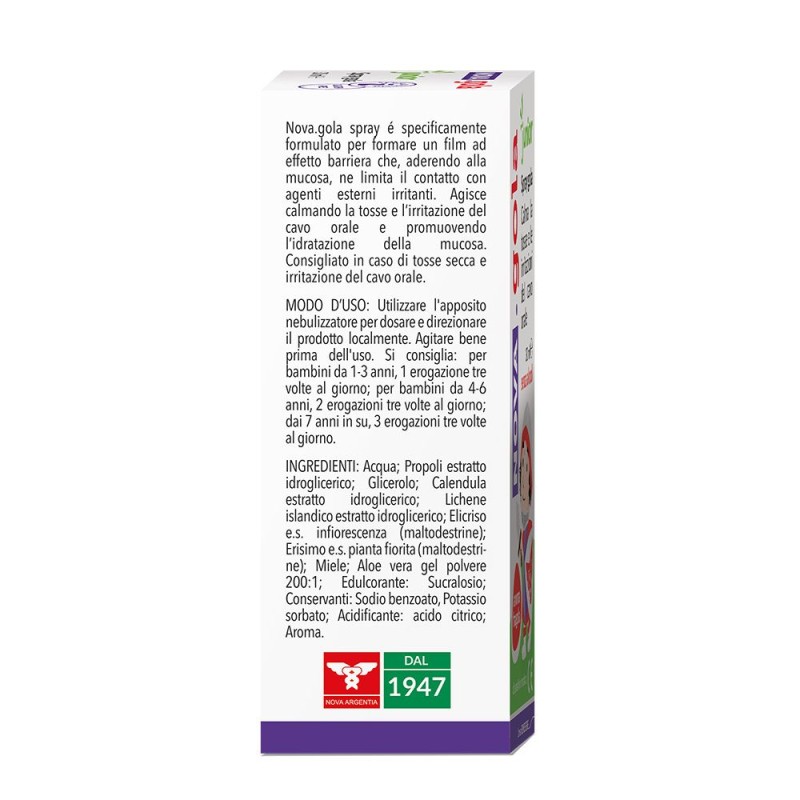 Foto ravvicinata di Nova Gola Spray Junior per Tosse Secca 30 Ml
