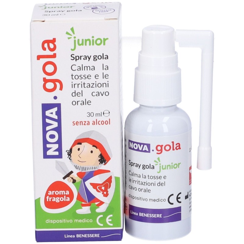 Presentazione grafica di Nova Gola Spray Junior per Tosse Secca 30 Ml