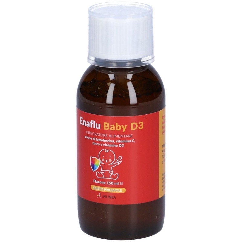 Pack ufficiale del prodotto Enaflu Baby D3 Integratore Ricostituente per Bambini 150ml Pack ufficiale del prodotto Enaflu Baby D3 Integratore Ricostituente per Bambini 150ml