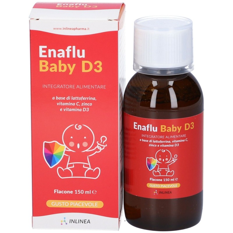 Scatola integra del prodotto Enaflu Baby D3 Integratore Ricostituente per Bambini 150ml Scatola integra del prodotto Enaflu Baby D3 Integratore Ricostituente per Bambini 150ml