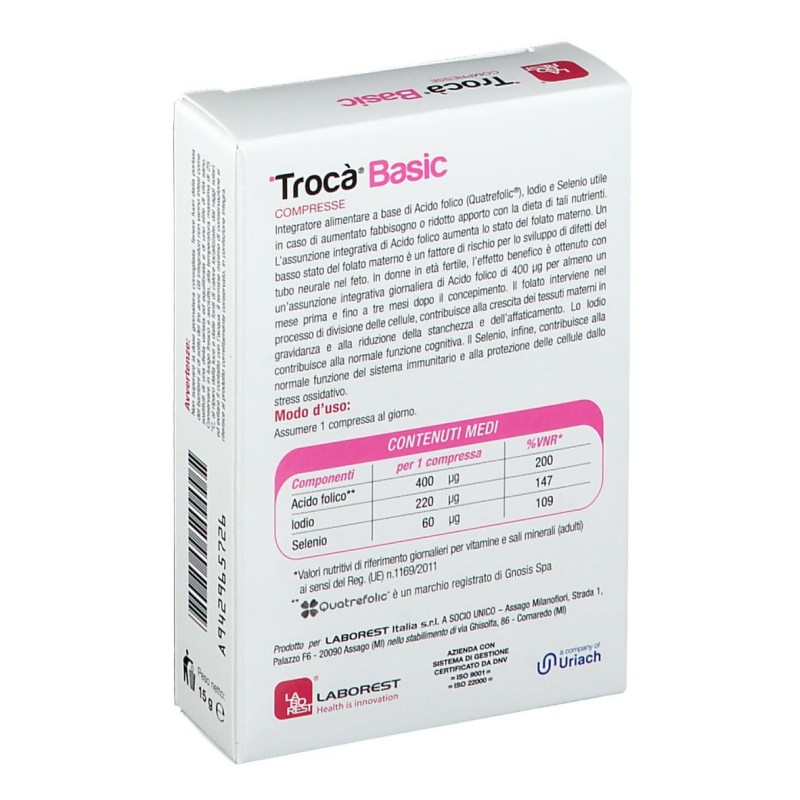 Vista del prodotto Trocà Basic Integratore con Acido Folico 30 Compresse Vista del prodotto Trocà Basic Integratore con Acido Folico 30 Compresse