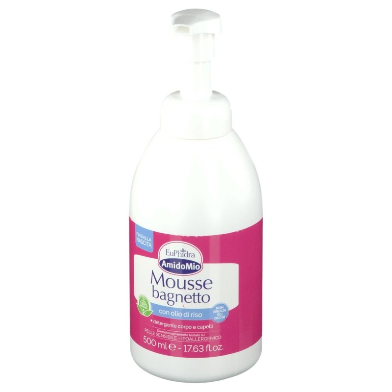 Foto esplicativa di Euphidra AmidoMio Mousse Bagnetto Detergente Corpo e Capelli per Bambini 500ml Foto esplicativa di Euphidra AmidoMio Mousse Bagnetto Detergente Corpo e Capelli per Bambini 500ml