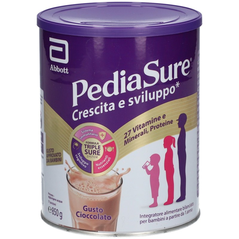 Dettaglio del packaging di Pediasure Crescita&sviluppo Cioccolato per Crescita 850 g Dettaglio del packaging di Pediasure Crescita&sviluppo Cioccolato per Crescita 850 g