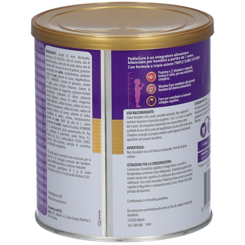 Presentazione grafica di Pediasure Crescita e Sviluppo Integratore Vitaminico per Bambini Gusto Cioccolato 400gr Presentazione grafica di Pediasure Crescita e Sviluppo Integratore Vitaminico per Bambini Gusto Cioccolato 400gr