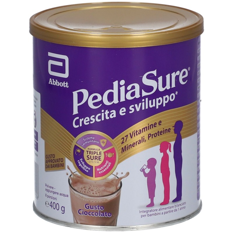 Confezione sigillata di Pediasure Crescita e Sviluppo Integratore Vitaminico per Bambini Gusto Cioccolato 400gr Confezione sigillata di Pediasure Crescita e Sviluppo Integratore Vitaminico per Bambini Gusto Cioccolato 400gr