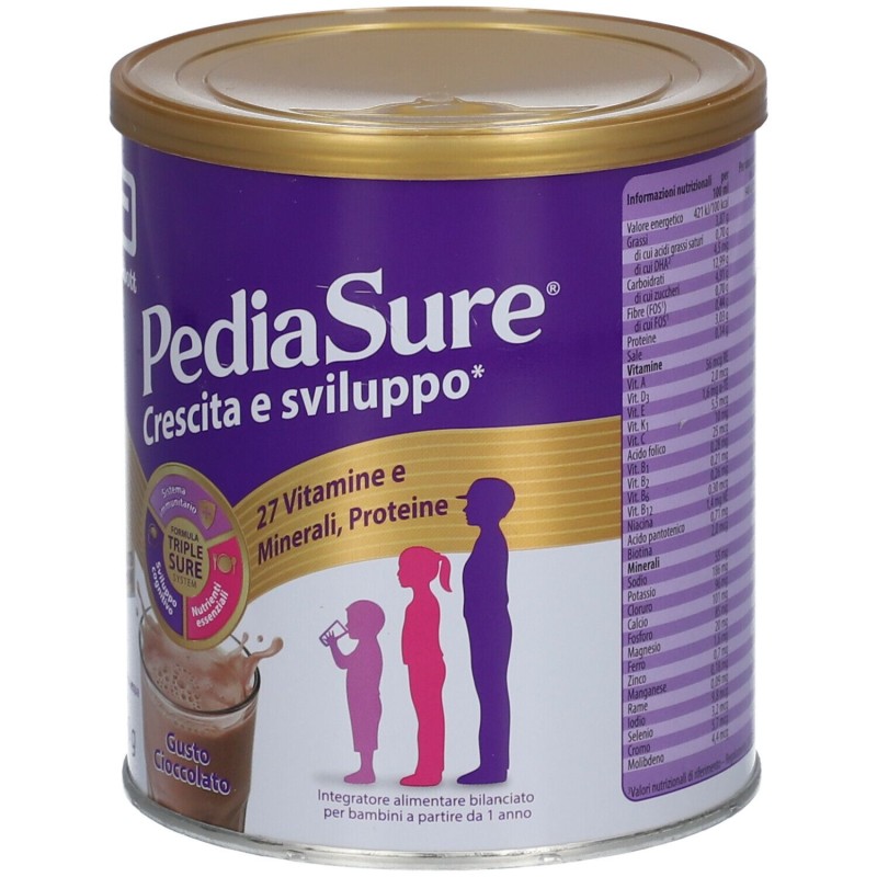 Pack ufficiale del prodotto Pediasure Crescita e Sviluppo Integratore Vitaminico per Bambini Gusto Cioccolato 400gr Pack ufficiale del prodotto Pediasure Crescita e Sviluppo Integratore Vitaminico per Bambini Gusto Cioccolato 400gr