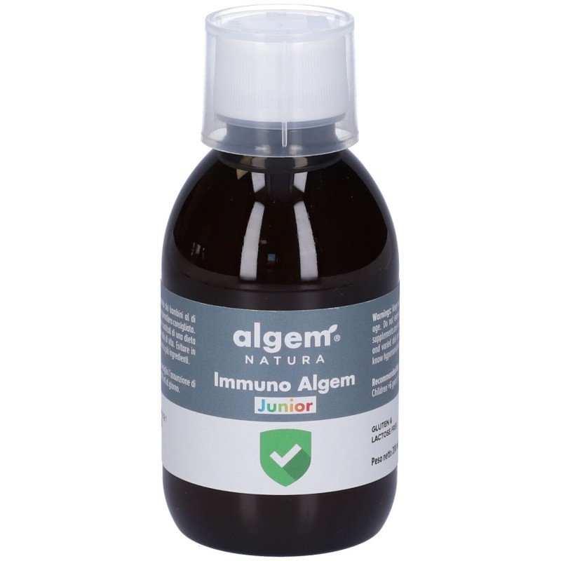 Foto illustrativa del packaging di Immuno Algem Junior per Difese Immunitarie 200ml Foto illustrativa del packaging di Immuno Algem Junior per Difese Immunitarie 200ml