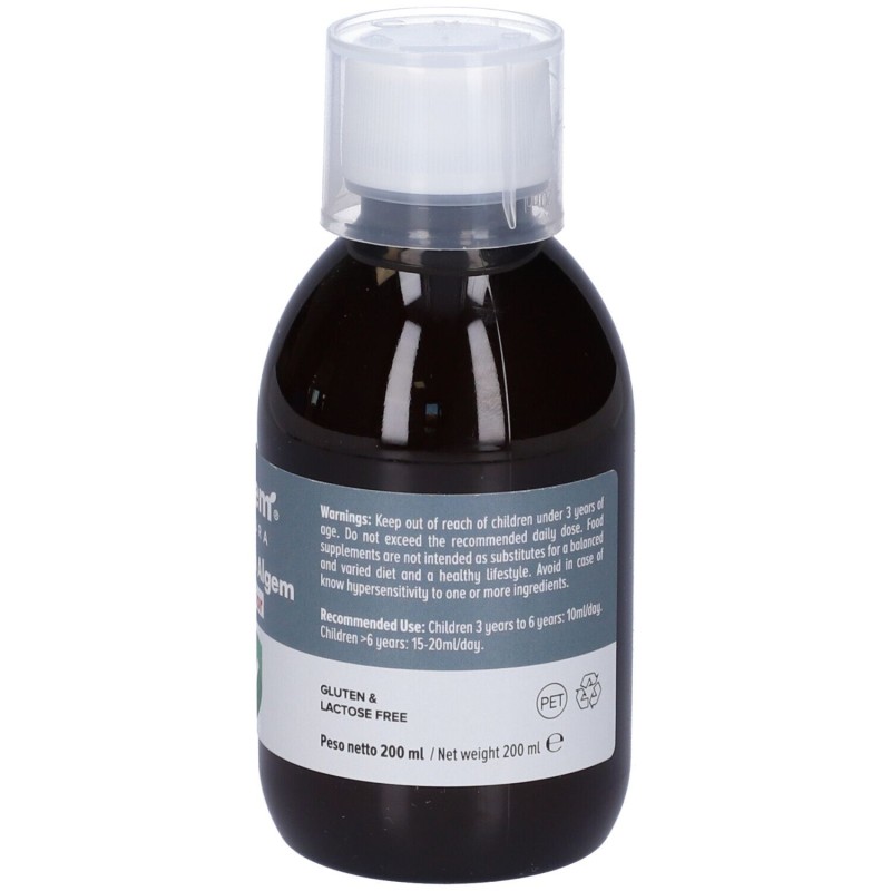 Primo piano di Immuno Algem Junior per Difese Immunitarie 200ml Primo piano di Immuno Algem Junior per Difese Immunitarie 200ml