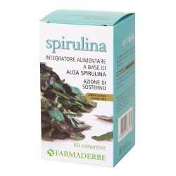 Primo piano di Farmaderbe Spirulina Integratore Ricostituente 60 Compresse