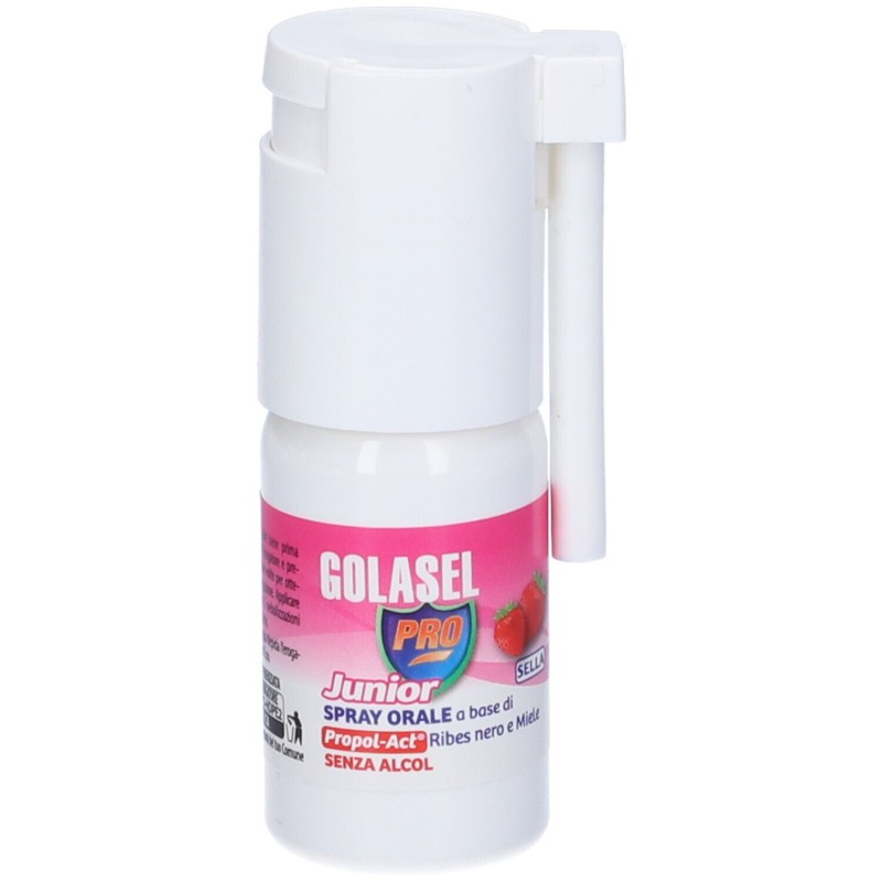 Primo piano di Golasel Pro Spray Junior Integratore per la Gola 20ml Primo piano di Golasel Pro Spray Junior Integratore per la Gola 20ml