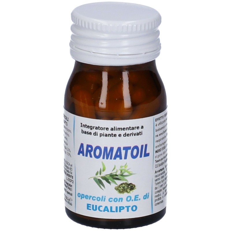 Vista del prodotto Aromatoil Eucalipto Integratore per Benessere Vie Respiratorie 50 Opercoli Vista del prodotto Aromatoil Eucalipto Integratore per Benessere Vie Respiratorie 50 Opercoli