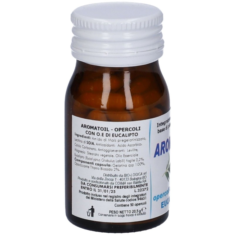 Presentazione grafica di Aromatoil Eucalipto Integratore per Benessere Vie Respiratorie 50 Opercoli Presentazione grafica di Aromatoil Eucalipto Integratore per Benessere Vie Respiratorie 50 Opercoli