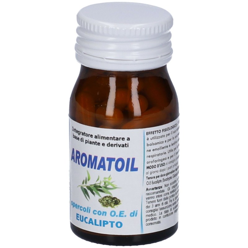 Aspetto del prodotto Aromatoil Eucalipto Integratore per Benessere Vie Respiratorie 50 Opercoli Aspetto del prodotto Aromatoil Eucalipto Integratore per Benessere Vie Respiratorie 50 Opercoli