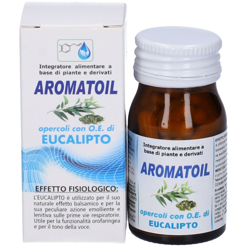 Foto esplicativa di Aromatoil Eucalipto Integratore per Benessere Vie Respiratorie 50 Opercoli Foto esplicativa di Aromatoil Eucalipto Integratore per Benessere Vie Respiratorie 50 Opercoli