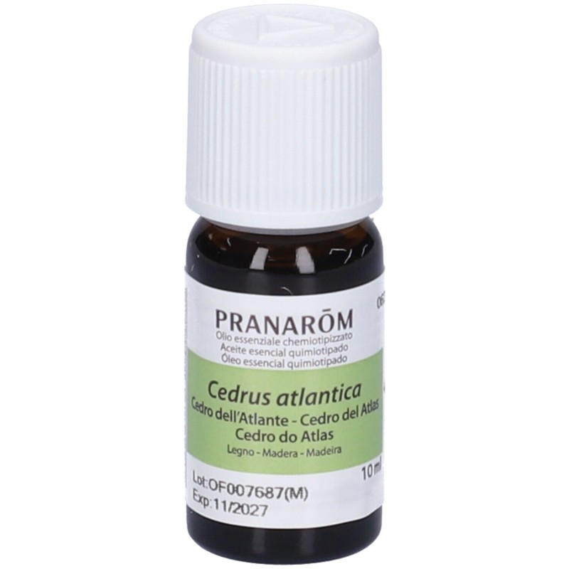 Primo piano di Pranarom Cedro Dell'atlante Olio Essenziale 10ml Primo piano di Pranarom Cedro Dell'atlante Olio Essenziale 10ml