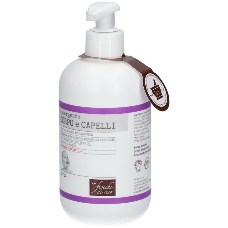 Pack ufficiale del prodotto Fiocchi di Riso Detergente Corpo e Capelli Delicato per Bambini 400ml