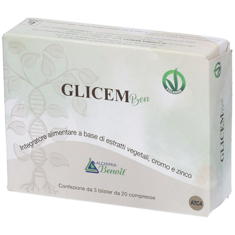 Confezione sigillata di Alchimia Benoit Glicem Ben Integratore per Metabolismo dei Lipidi 60 Compresse Confezione sigillata di Alchimia Benoit Glicem Ben Integratore per Metabolismo dei Lipidi 60 Compresse