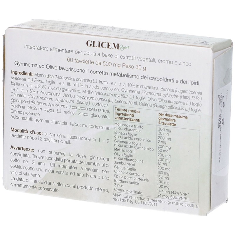 Aspetto del prodotto Alchimia Benoit Glicem Ben Integratore per Metabolismo dei Lipidi 60 Compresse Aspetto del prodotto Alchimia Benoit Glicem Ben Integratore per Metabolismo dei Lipidi 60 Compresse