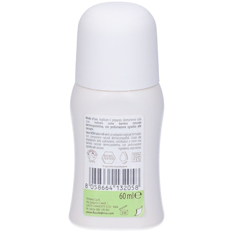 Scatola originale del prodotto Fiocchi di Riso Talco Non Talco Roll-On Deodorante 60ml Scatola originale del prodotto Fiocchi di Riso Talco Non Talco Roll-On Deodorante 60ml