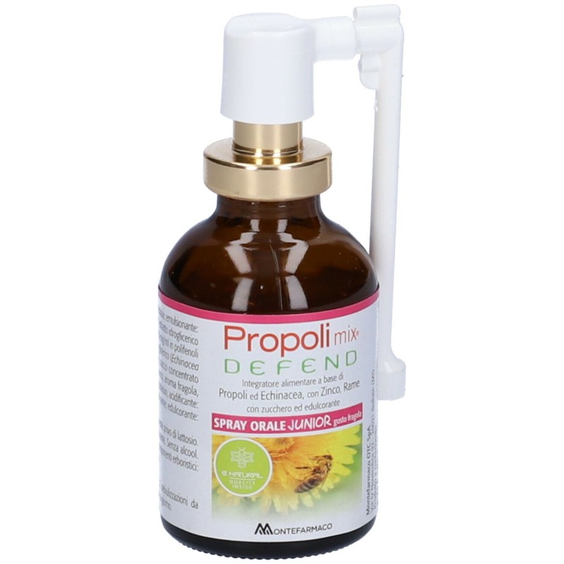Packaging integro del prodotto Propoli Mix Defend Spray Orale Junior per Difese Immunitarie 30ml Packaging integro del prodotto Propoli Mix Defend Spray Orale Junior per Difese Immunitarie 30ml