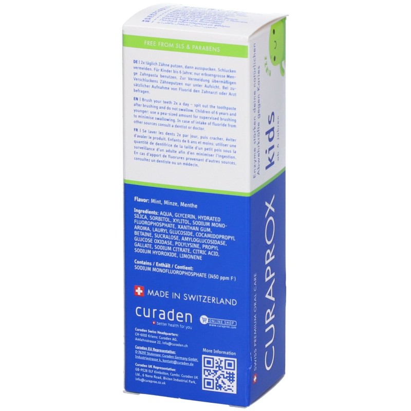 Foto esplicativa di Curaprox Kids Dentifricio Bambini Con Fluoro 1450ppm Gusto Menta 60ml Foto esplicativa di Curaprox Kids Dentifricio Bambini Con Fluoro 1450ppm Gusto Menta 60ml