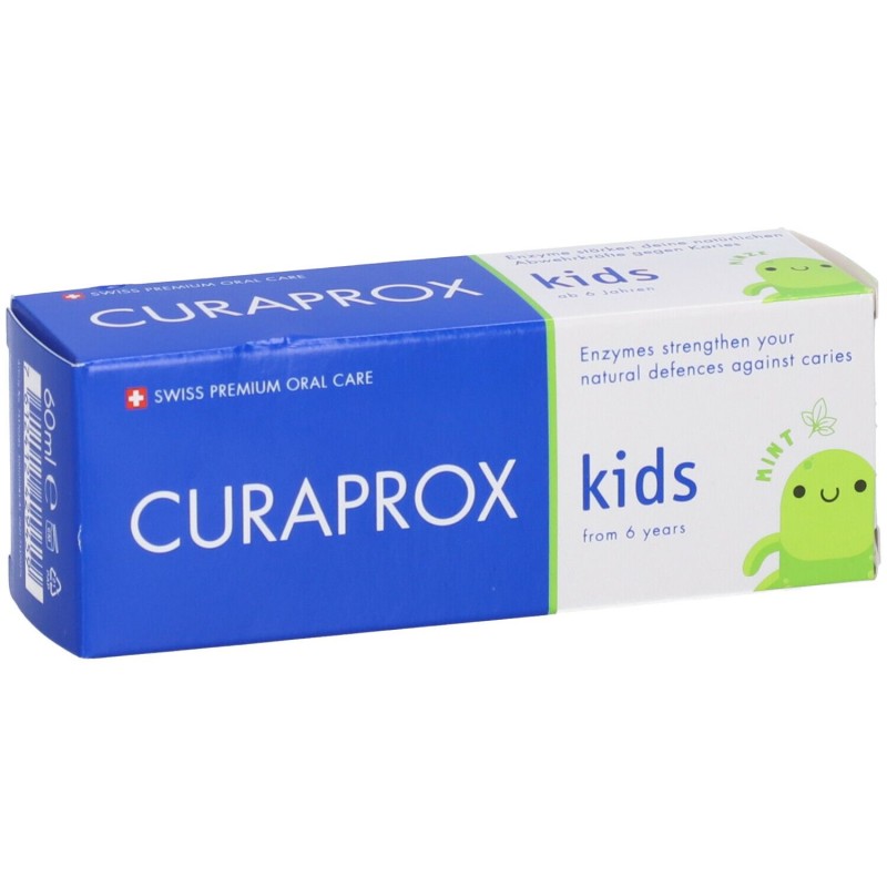 Scatola originale del prodotto Curaprox Kids Dentifricio Bambini Con Fluoro 1450ppm Gusto Menta 60ml Scatola originale del prodotto Curaprox Kids Dentifricio Bambini Con Fluoro 1450ppm Gusto Menta 60ml