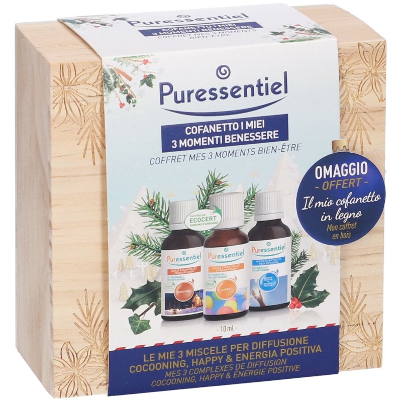 Presentazione grafica di Puressentiel Cofanetto Miscele Diffusore Cocooning + Happy + Energia Positiva 10ml Presentazione grafica di Puressentiel Cofanetto Miscele Diffusore Cocooning + Happy + Energia Positiva 10ml