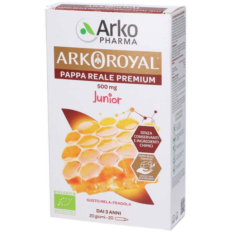 Aspetto del prodotto Arkoroyal Junior Pappa Reale Premium Integratore Ricostituente 20 Flaconcini Aspetto del prodotto Arkoroyal Junior Pappa Reale Premium Integratore Ricostituente 20 Flaconcini