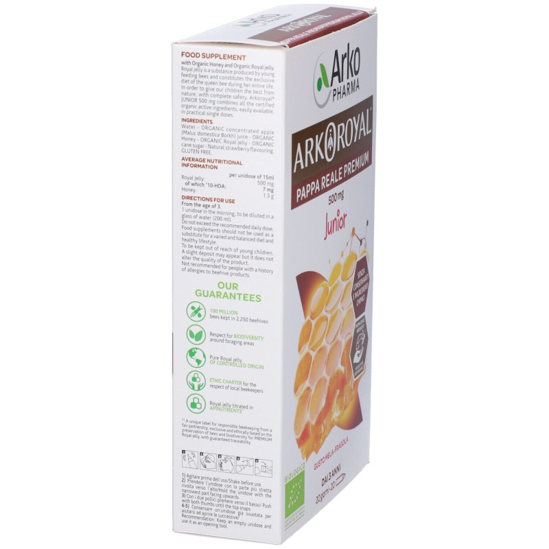 Scatola integra del prodotto Arkoroyal Junior Pappa Reale Premium Integratore Ricostituente 20 Flaconcini Scatola integra del prodotto Arkoroyal Junior Pappa Reale Premium Integratore Ricostituente 20 Flaconcini