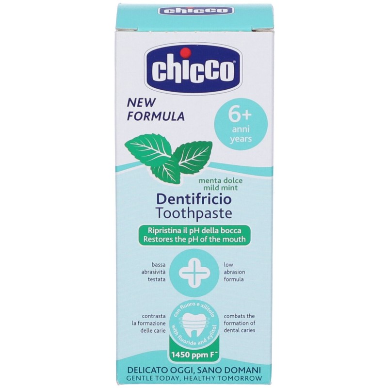 Dettaglio del packaging di Chicco Dentifricio 6 Anni+ Menta Dolce 50 Ml Dettaglio del packaging di Chicco Dentifricio 6 Anni+ Menta Dolce 50 Ml