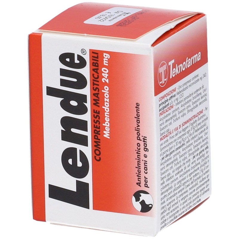 Packaging integro del prodotto Lendue Farmaco Veterinario Infestazioni Parassitarie di Cani e Gatti 12 Compresse Masticabili Packaging integro del prodotto Lendue Farmaco Veterinario Infestazioni Parassitarie di Cani e Gatti 12 Compresse Masticabili