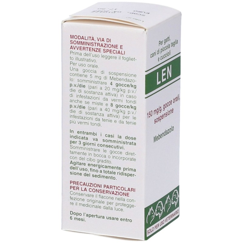 Confezione commerciale diLen Gocce Farmaco Veterinario Infestazioni Parassitarie di Cani e Gatti 12g Confezione commerciale diLen Gocce Farmaco Veterinario Infestazioni Parassitarie di Cani e Gatti 12g