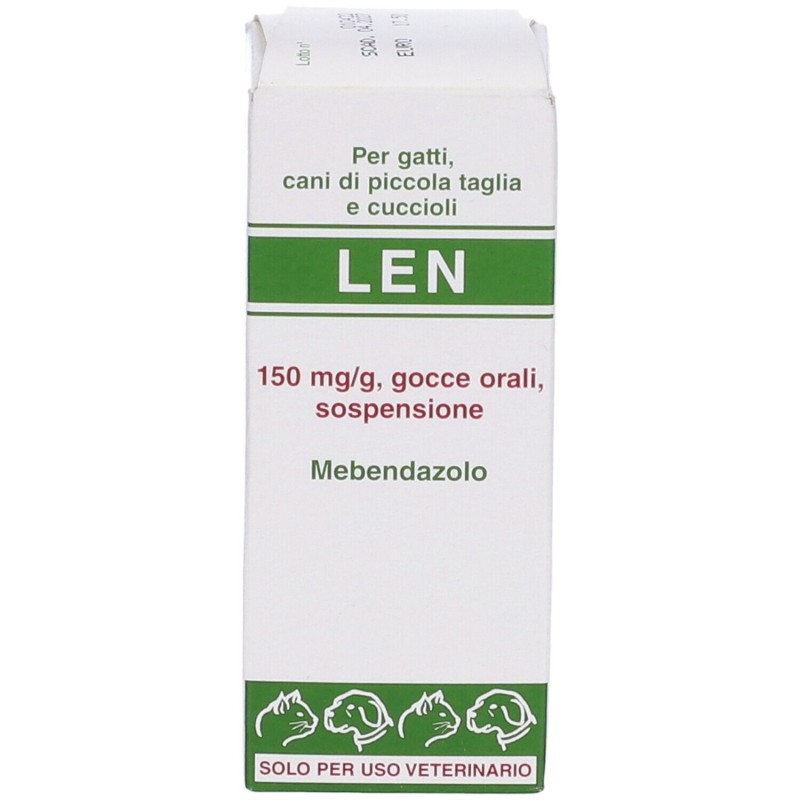 Dettaglio del packaging di Len Gocce Farmaco Veterinario Infestazioni Parassitarie di Cani e Gatti 12g Dettaglio del packaging di Len Gocce Farmaco Veterinario Infestazioni Parassitarie di Cani e Gatti 12g