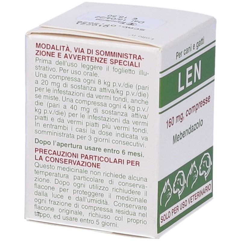 Confezione sigillata di Len Farmaco Veterinario Infestazioni Parassitarie di Cani e Gatti 20 Compresse Confezione sigillata di Len Farmaco Veterinario Infestazioni Parassitarie di Cani e Gatti 20 Compresse