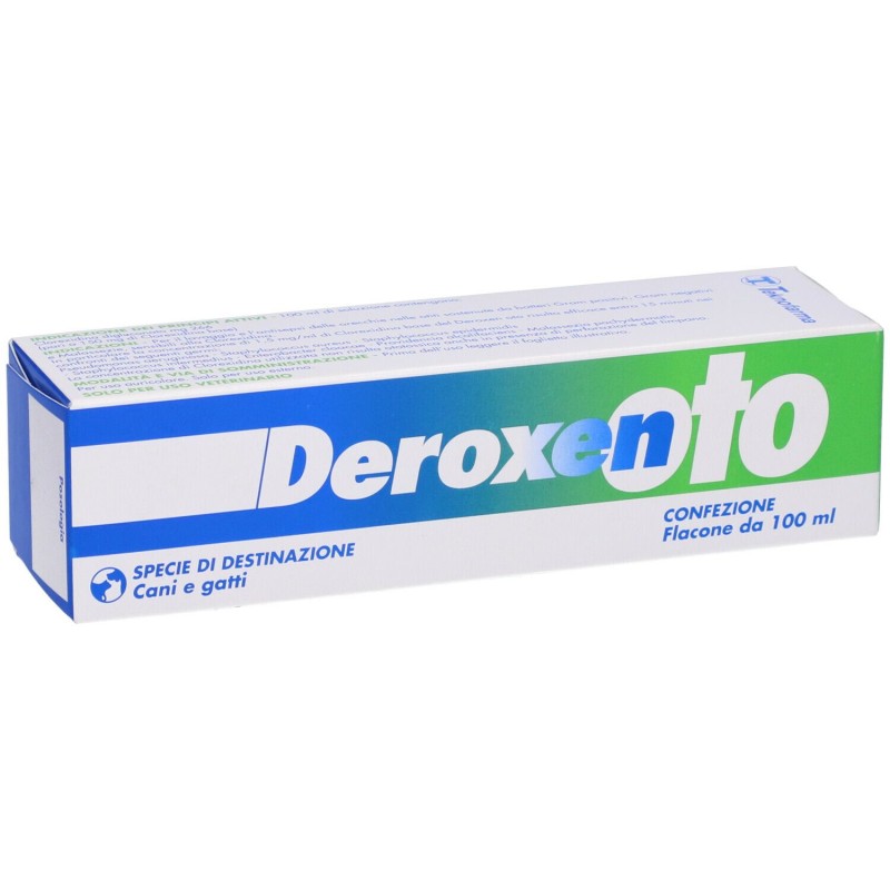Vista del prodotto Deroxen Oto Gocce Auricolari Veterinarie per Cani e Gatti 100ml