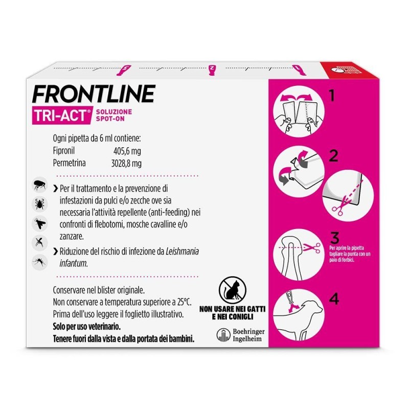 Confezione sigillata di Frontline Tri-Act Antiparassitario per Cani 40-60Kg 3 Pipette