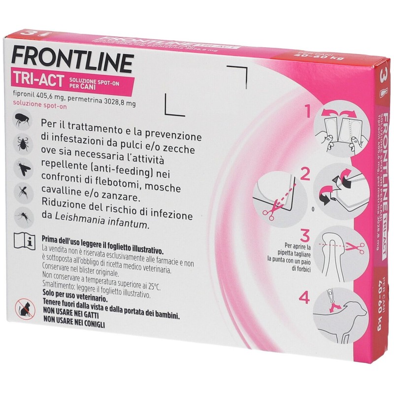 Visualizzazione chiara di Frontline Tri-Act Antiparassitario per Cani 40-60Kg 3 Pipette
