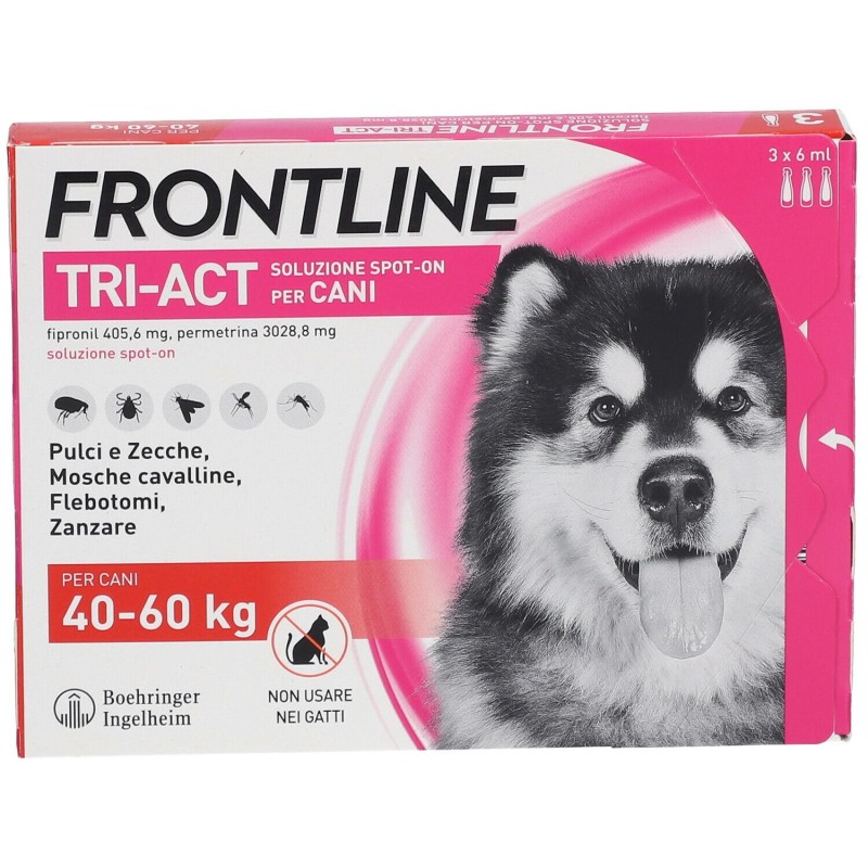 Packaging integro del prodotto Frontline Tri-Act Antiparassitario per Cani 40-60Kg 3 Pipette