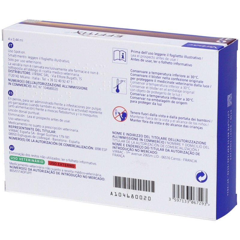 Immagine reale di Effitix 4 Pipette 0,44ml 26,8+240mg Farmaco Veterinario