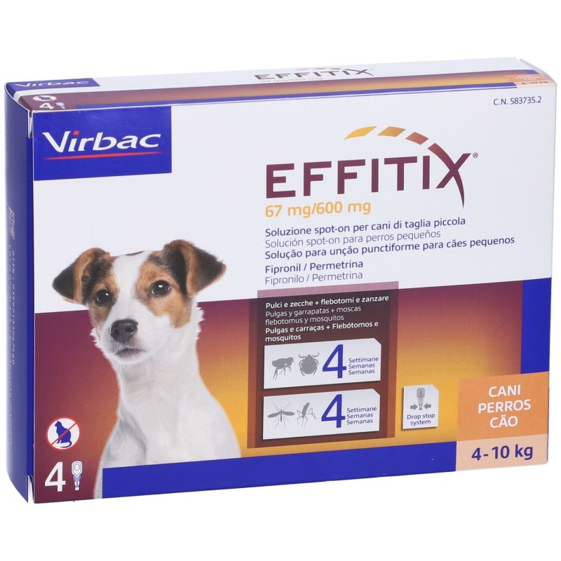 Foto esplicativa di Effitix 4 Pipette 1,10ml 67+600mg Farmaco Veterinario