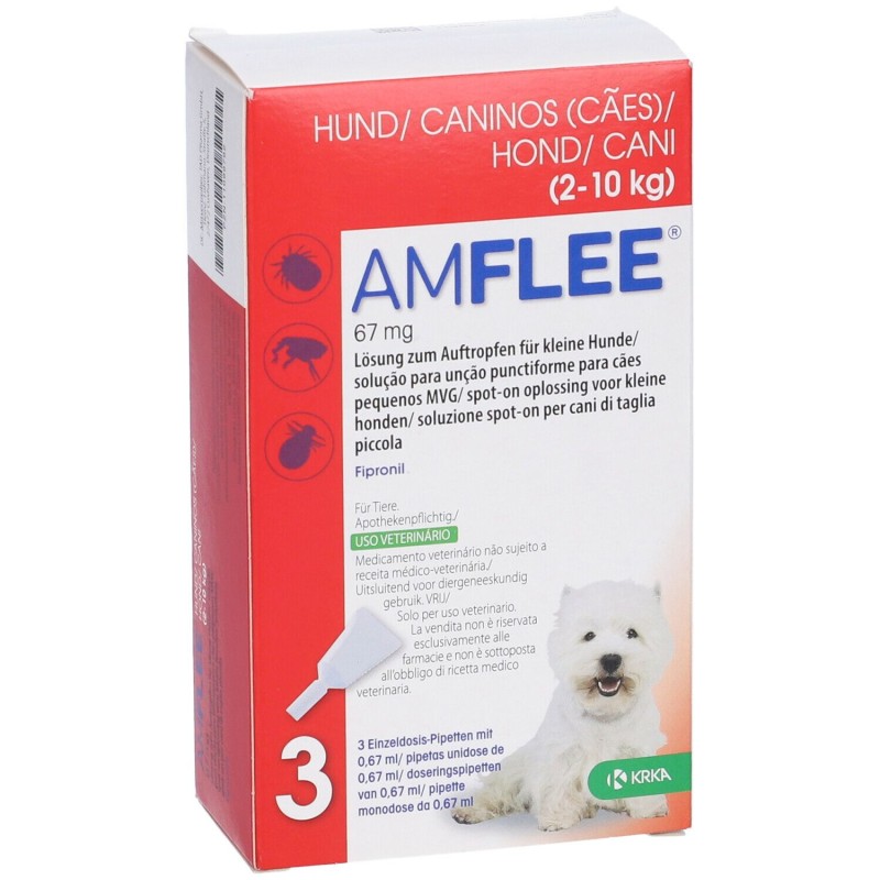 Immagine reale di Amflee Spot On 3 Pipette 67mg Farmaco Veterinario