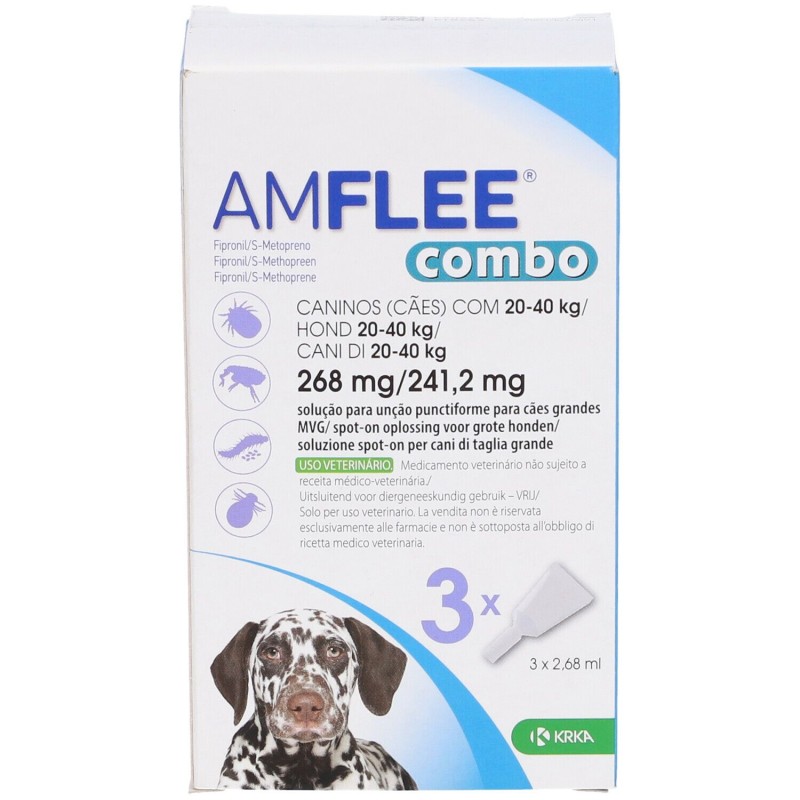 Presentazione grafica di Amflee Combo Antiparassitario Veterinario per Cani 20-40Kg 3 Pipette