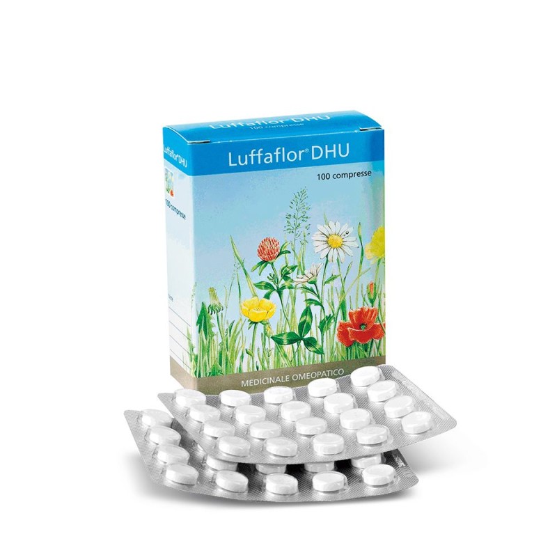 Dettaglio del packaging di Luffaflor Rimedio Omeopatico DHU 100 Compresse