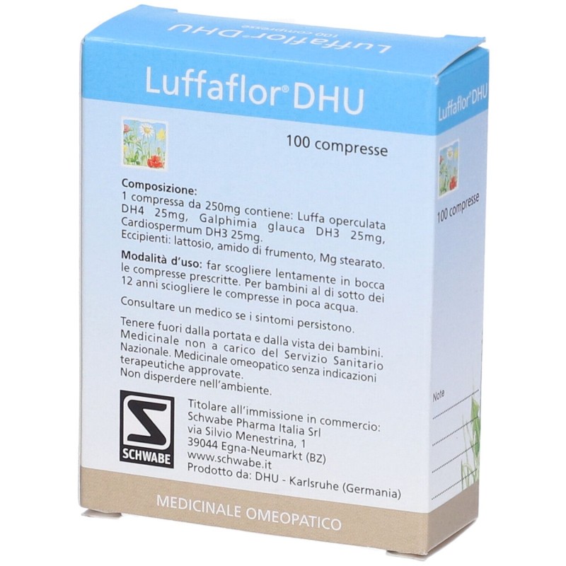 Presentazione grafica di Luffaflor Rimedio Omeopatico DHU 100 Compresse