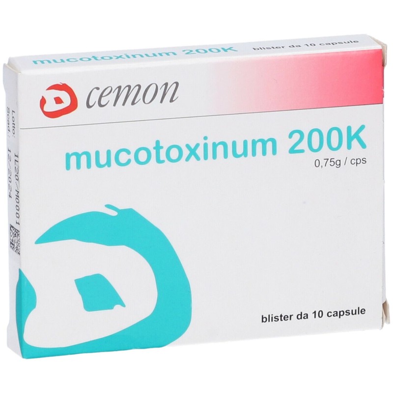 Presentazione grafica di Cemon Mucotoxium 200K Rimedio Omeopatico 10 Capsule