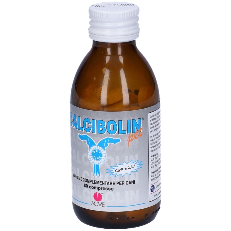 Dettaglio del packaging di Acme Calcibolin Pet Integratore Ossa Cani e Gatti 80 Compresse Dettaglio del packaging di Acme Calcibolin Pet Integratore Ossa Cani e Gatti 80 Compresse